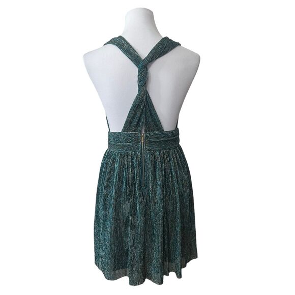 Lulu's Ailey Gold and Teal Blue Skater Dress Teal Blue M NWT - Picture 7 of 10